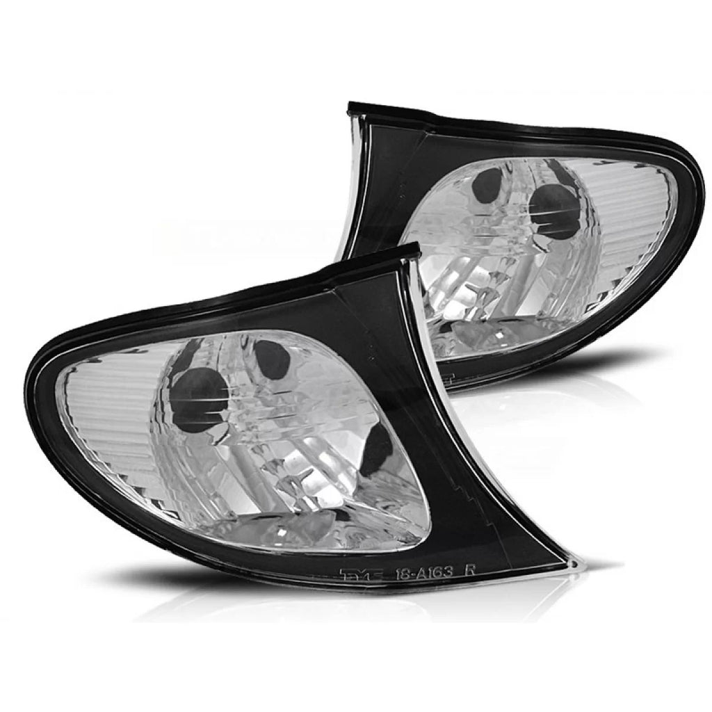 Freccia set per il faro anteriore per BMW Serie 3 E46 berlina/wagon 2001-2005 con cromato base e nero cornice sinistro +