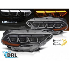 LED kit fari anteriori per Ford Mustang 2018-2021 con nero base, per il modello con di serie DRL luci, con dinamico