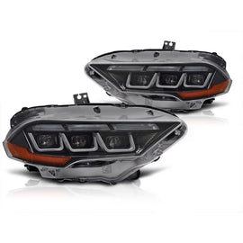 LED kit fari anteriori per Ford Mustang 2018-2021 con nero base, per il modello con di serie DRL luci, con dinamico