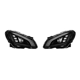 LED Set fari anteriori per Mercedes Classe C W204, S204 2011-2014 con cromato base, sinistro e destro tuning
