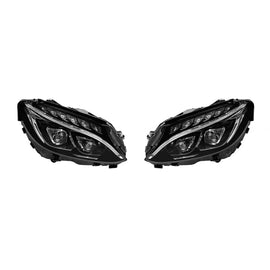 LED Set fari anteriori per Mercedes Classe C W205, S205 2014-2018 con cromato base, sinistro e destro tuning