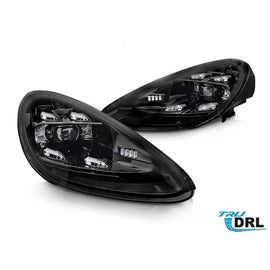 Fari anteriori LED per Porsche Cayenne 2010-2015 per il modello con di serie xenon e AFS, con nero base, sinistro