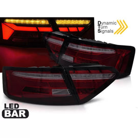 Set fanali posteriori LED per Audi A5 2011-2016 con rosso fumé base, con dinamico Indicatore di direzione, sinistro