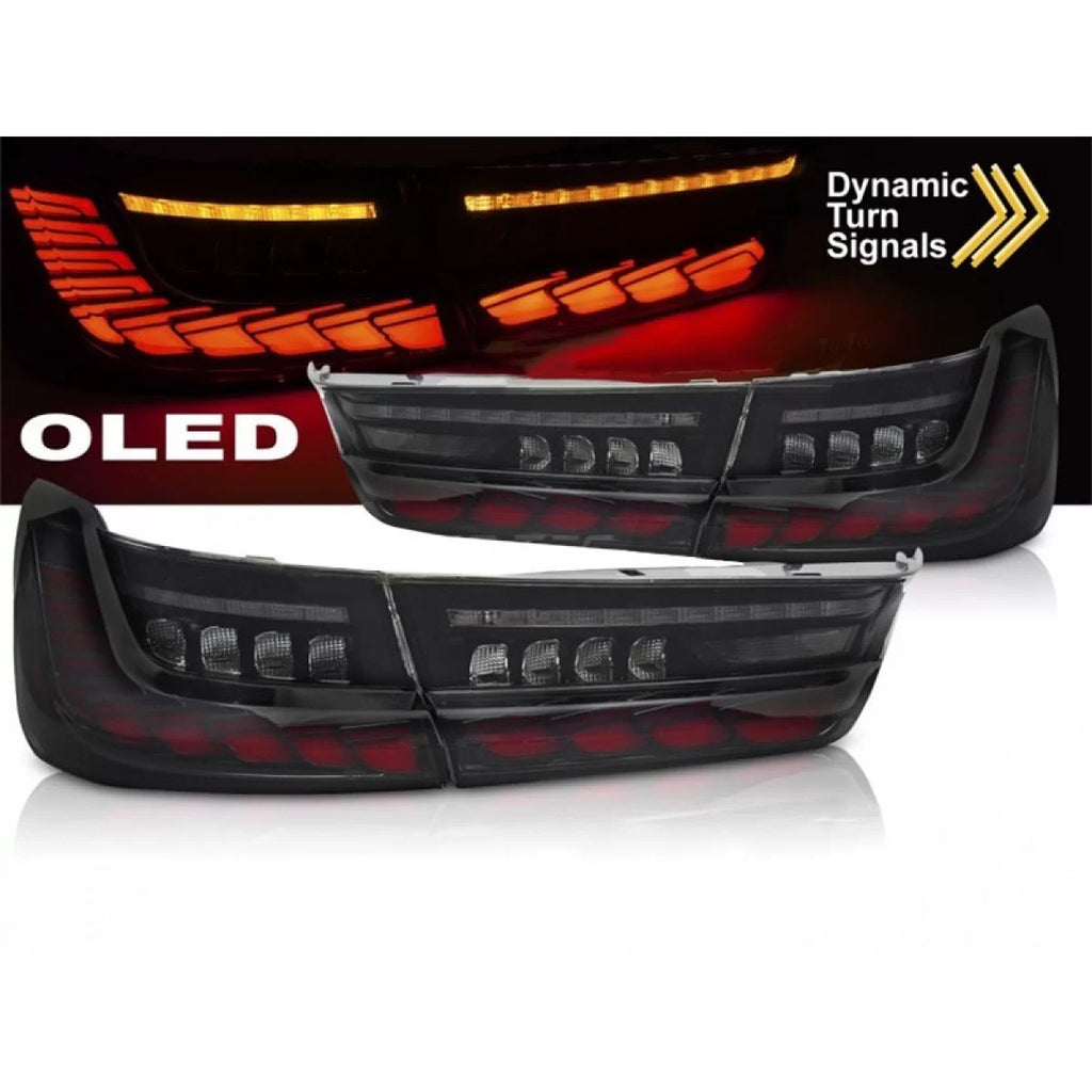 Set fanali posteriori LED per BMW Serie 3 G20 2019-2022 con fumé base, dinamico Indicatore di direzione, con "Welcome"