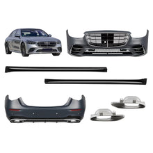 Kit carrozzeria tuning tipo 450 argento per Mercedes Classe S W223 dal 2020 con Minigonne