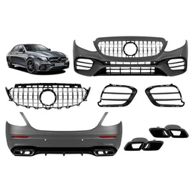 Kit carrozzeria tuning tipo 63 A design con cromato/nero GT griglia per Mercedes Classe E W213 2016-2019 con nero