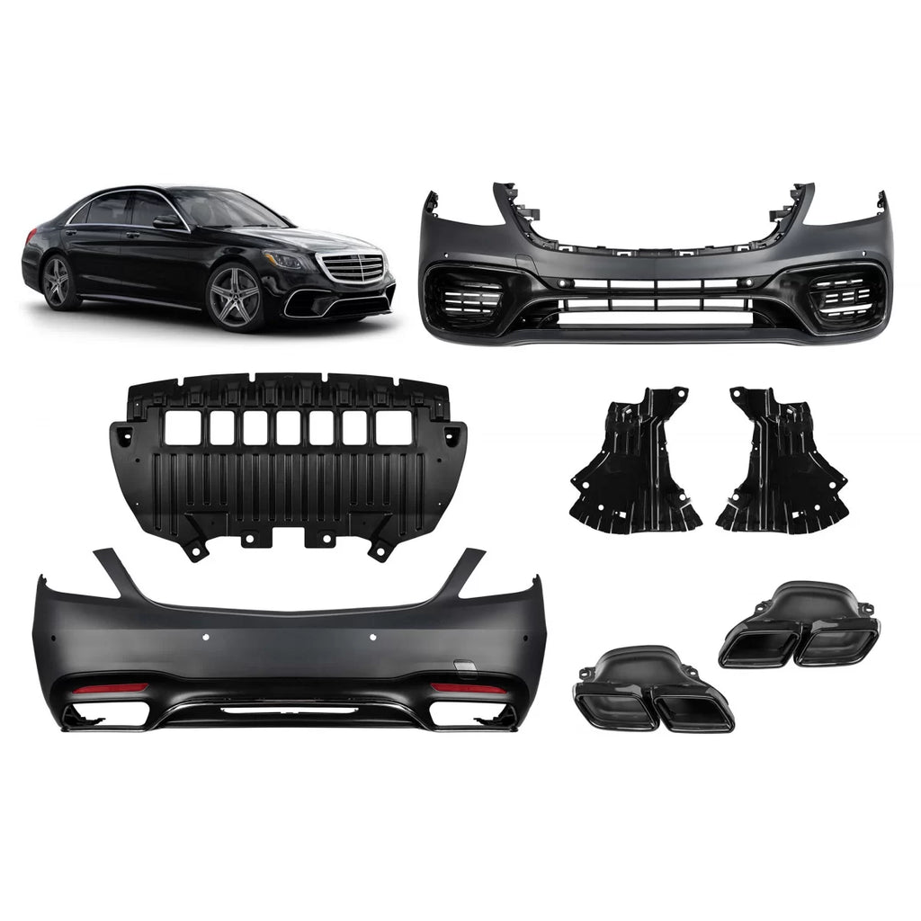 Kit carrozzeria tuning tipo 63 per Mercedes Classe S W222 2017-2020 con nero terminali, senza Minigonne