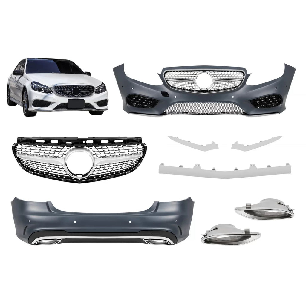 Kit carrozzeria tuning tipo Line per Mercedes Classe E W212 berlina 2014-2016 con cromato terminali