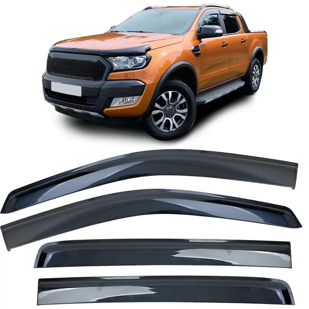 Deflettori antiturbo pioggia deflector 4-pezzo nero per Ford Ranger T6 T7 T8 2012-2022