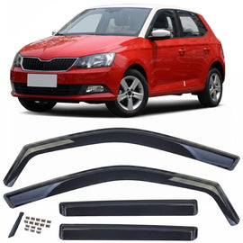 Deflettori antiturbo pioggia deflector 4-pezzo nero fumé per Skoda Fabia 2014-2021