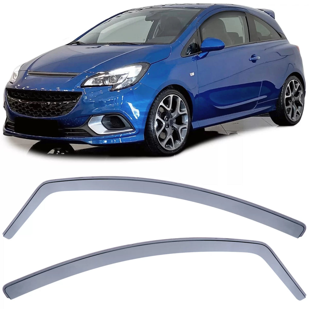 Deflettori antiturbo pioggia protezione nero fumé per Opel Corsa D 06-14 E 14-19 3-porta