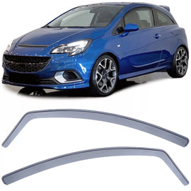Deflettori antiturbo pioggia protezione nero fumé per Opel Corsa D 06-14 E 14-19 3-porta
