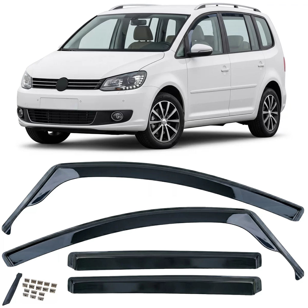 Deflettori antiturbo pioggia guards 4-pezzo nero fumé per VW Touran 1T 2003-2015