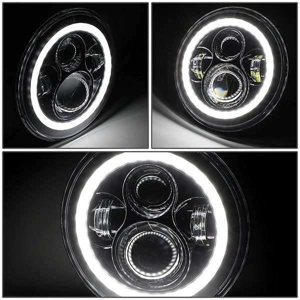 Fari LED 7 Pollici Angel Eyes SK-Import Neri Jeep Wrangler e Mazda MX-5 NA - foto 4
