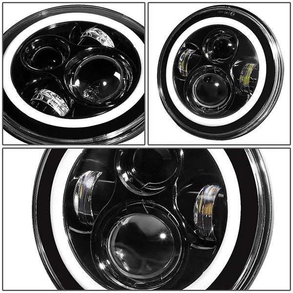 Fari LED 7 Pollici Angel Eyes SK-Import Neri Jeep Wrangler e Mazda MX-5 NA - foto 2