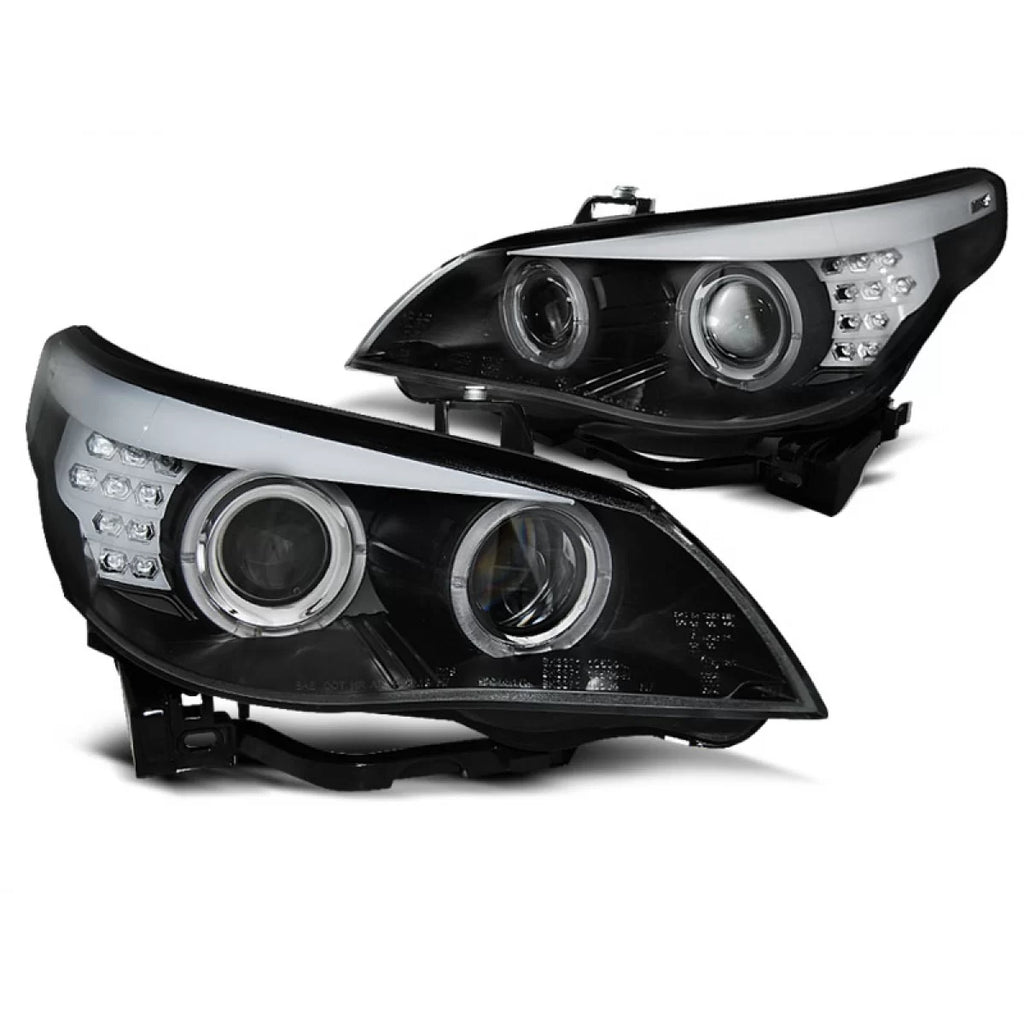 Xenon D1S fari anteriori Angel Eyes nero LED freccia compatibile BMW E60/E61 05-07