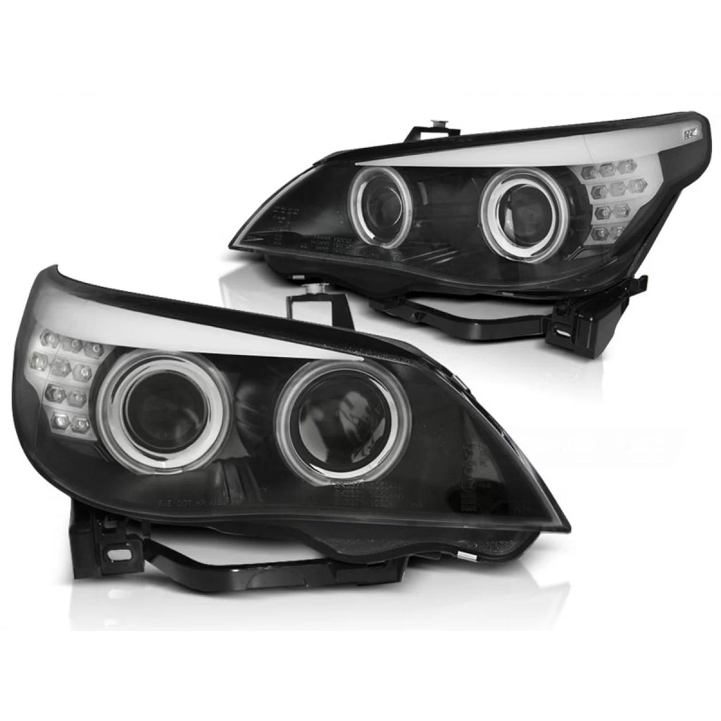 Xenon D2S fari anteriori CCFL Angel Eyes nero LED freccia compatibile BMW E60/E61 03-04