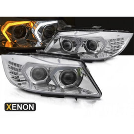 Xenon kit fari anteriori per BMW Serie 3 E90 berlina, E91 Touring LCI 2009-2011 con cromato base
