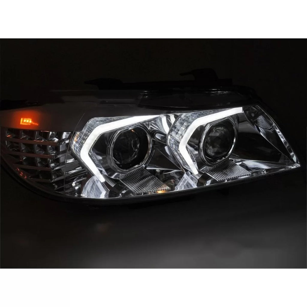 Xenon kit fari anteriori per BMW Serie 3 E90 berlina, E91 Touring LCI 2009-2011 con cromato base