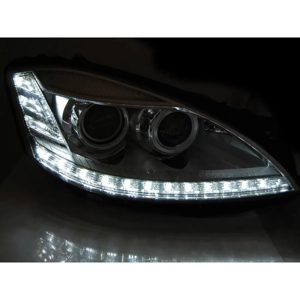 Xenon Set fari anteriori per Mercedes Classe S W221 2005-2009 con cromato base, sinistro e destro