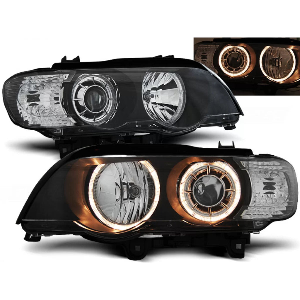 Xenon fari anteriori Angel Eyes nero compatibile BMW X5 E53 09.99-10.03