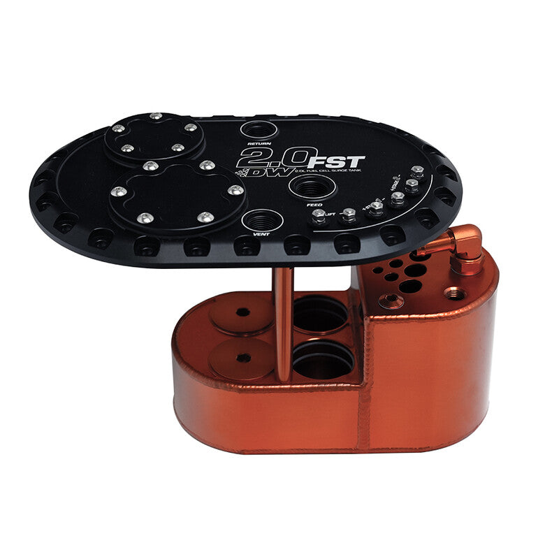 Serbatoio surge tank Deatschwerks 2.0FST 2L in alluminio per fuel cell racing