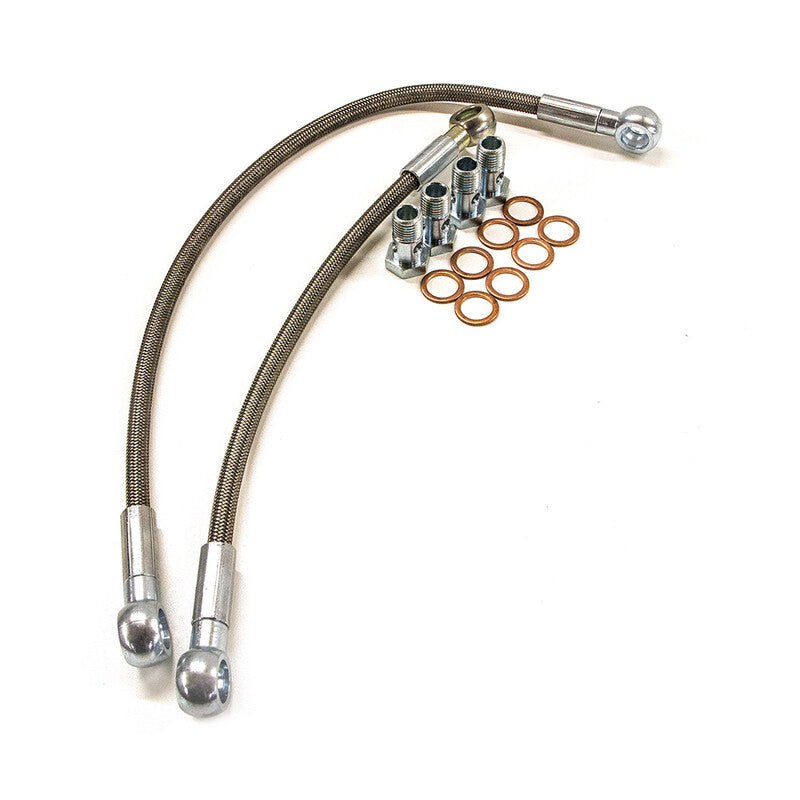 Tubi acqua turbo in treccia Cooling Solutions Nissan Skyline R33/R34 - dettaglio raccordi
