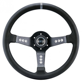 Sparco L777 Volate 63 mm Piatto Pelle nera Raggi neri