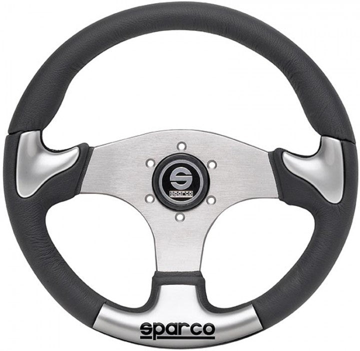 Sparco P222 Volante piatto Pelle nera Raggi in alluminio