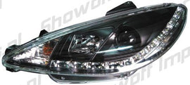 Peugeot 206 99-02 Fari Anteriori R8 Style a LED Neri V1
