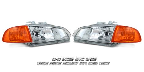 Honda Civic EG 92-95 2/3D Fari Anteriori Chrome + Frecce Trasparenti