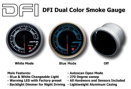 DFI Blue/White Smoke Lens Gauge 52mm - Rapporto Pressione Aria