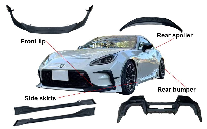 Body Kits per Toyota GR86 / Subaru BRZ TRD Style Lip paraurti anteriore e posteriore, minigonne e spoiler 2021-2022
