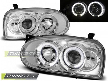 Fari Anteriori ANGEL EYES CHROME per VW GOLF MK3 09.91-08.97