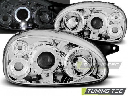 Fari Anteriori per OPEL CORSA B 02.93-10.00 ANGEL EYES CHROME