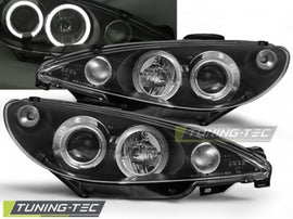 Fari Anteriori per PEUGEOT 206 10.98-02 ANGEL EYES Neri