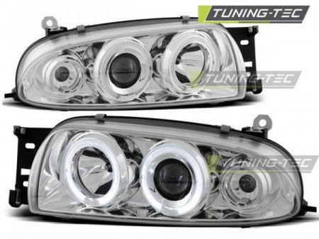 Fari Anteriori per FORD FIESTA MK4 10.95-08.99 ANGEL EYES CHROME