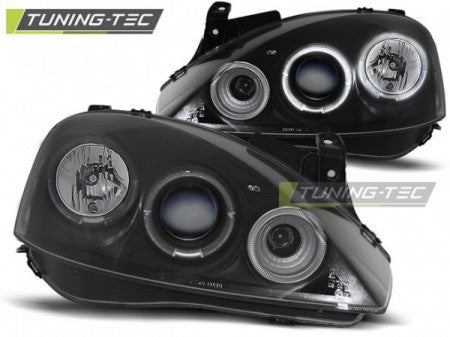 Fari Anteriori per OPEL CORSA C 11.00-09.06 ANGEL EYES Neri