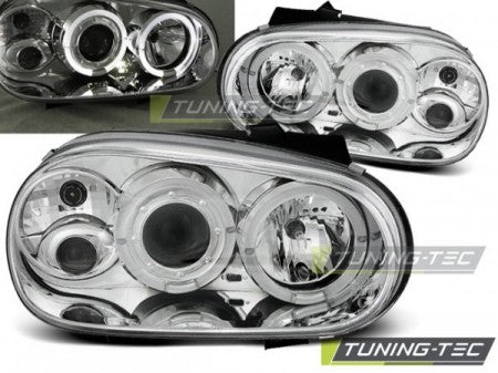 Fari Anteriori ANGEL EYES CHROME per VW GOLF MK4 09.97-09.03