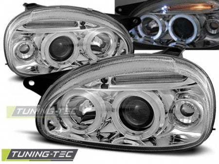 Fari Anteriori per OPEL CORSA B 02.93-10.00 ANGEL EYES CHROME