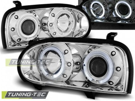 Fari Anteriori ANGEL EYES CHROME per VW GOLF MK3 09.91-08.97