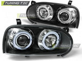 Fari Anteriori ANGEL EYES Neri per VW GOLF MK3 09.91-08.97