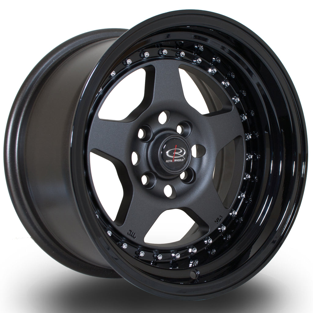 Cerchio in Lega Rota Kyusha 15x8 4x114.3 ET0 Gunmetal Black Lip