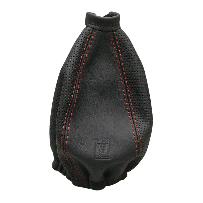 Nardi Cuffia cambio in Pelle perforata nera, Cuciture rosse