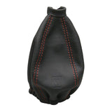 Nardi Cuffia cambio in Pelle perforata nera, Cuciture rosse