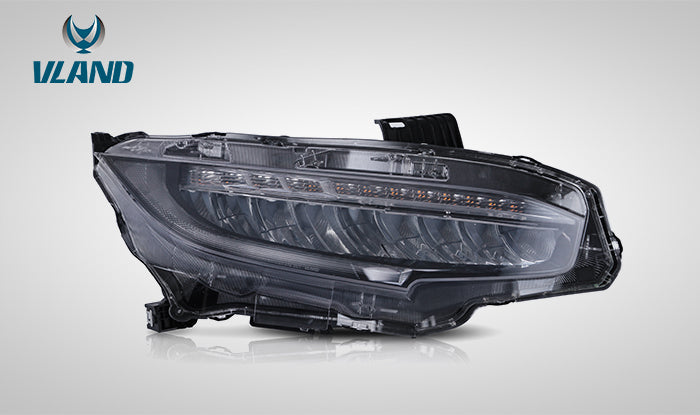 HONDA CIVIC FULL LED FK8 17+ FARI ANTERIORI Chrome and Black housing