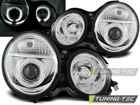 Fari Anteriori ANGEL EYES CHROME per MERCEDES Classe E W210 95-05.99