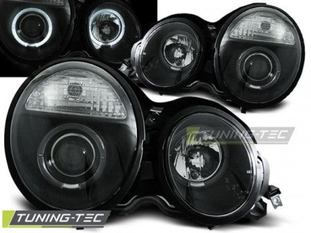 Fari Anteriori ANGEL EYES Neri per MERCEDES Classe E W210 95-05.99