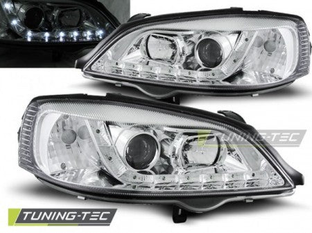 Fari Anteriori per OPEL ASTRA G 09.97-02.04 DAYLIGHT CHROME