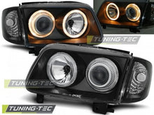 Carica l&#39;immagine nel visualizzatore di Gallery, Fari Anteriori ANGEL EYES Neri per VW POLO 6N2 10.99-10.01